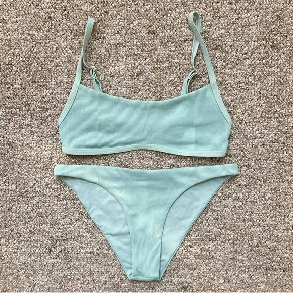L*SPACE Gemma Ribbed Bikini in Light Turquoise - Small - Picture 2 of 16
